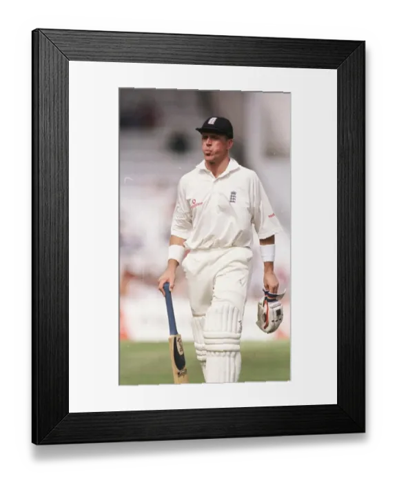 Framed Print : Alec Stewart walks back to the pavillion August 1998 after he was run out in