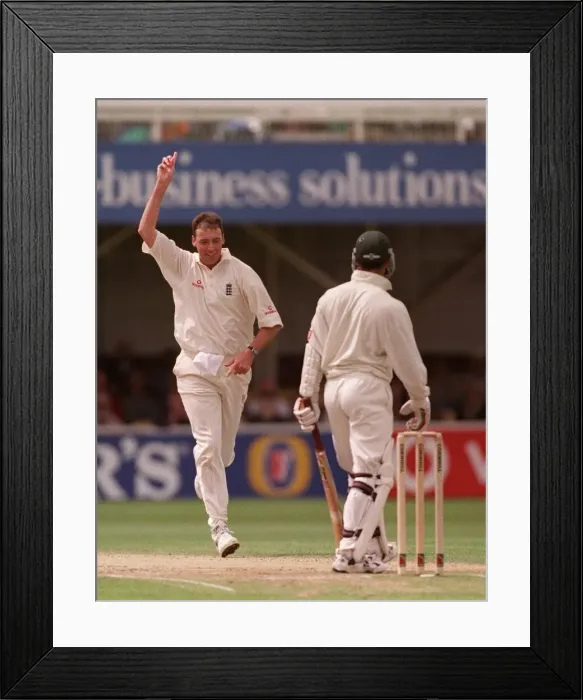 Framed Print : England v South Africa June 1998 Cricket Angus Fraser England Bowler Player celebrates Framed Print : England v South Africa June 1998 Cricket Angus Fraser England Bowler Player celebrates