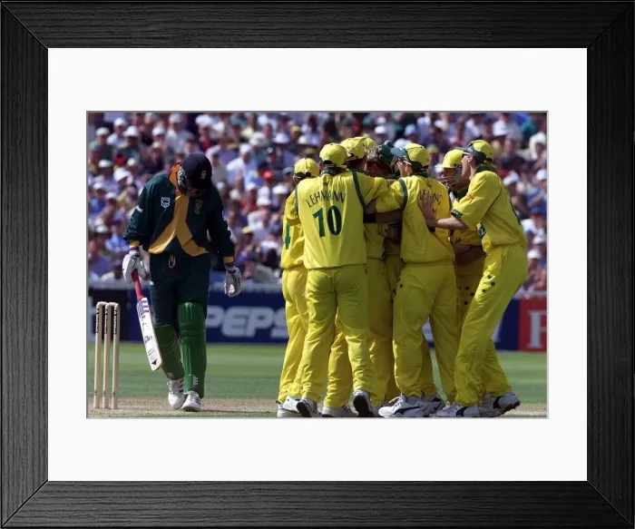 Framed Print : Cricket World Cup 1999 Shane Warne Australia Celebrates Taking The Wicket Of Hansie Framed Print : Cricket World Cup 1999 Shane Warne Australia Celebrates Taking The Wicket Of Hansie