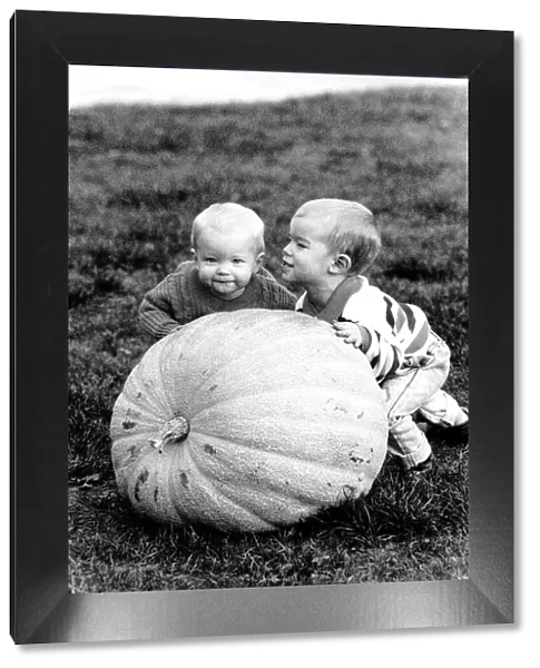 Brothers Jake Hawkins 3 and Sam Hawkins 1 with their Giant Pumpkin Vegetables