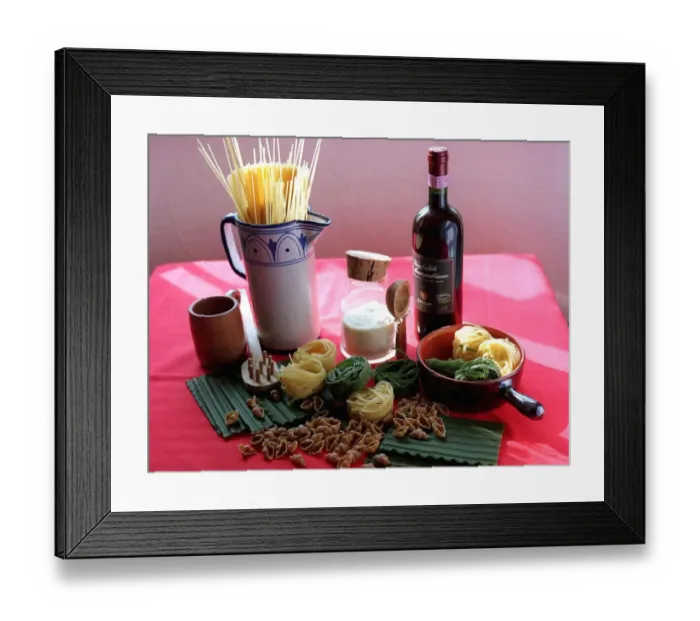 Framed Print : Pasta Food Italian Red Wine Framed Print : Pasta Food Italian Red Wine