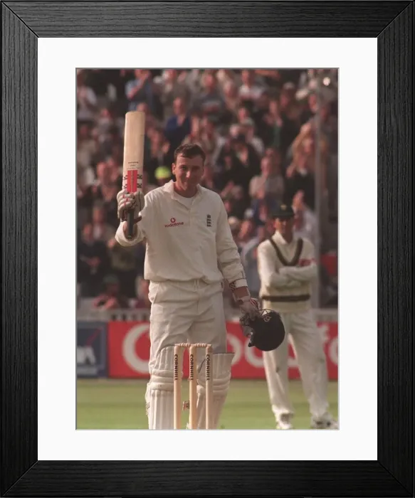 Framed Print : Michael Atherton celebrates his century June 1998 against South Africa at Edgbaston Framed Print : Michael Atherton celebrates his century June 1998 against South Africa at Edgbaston