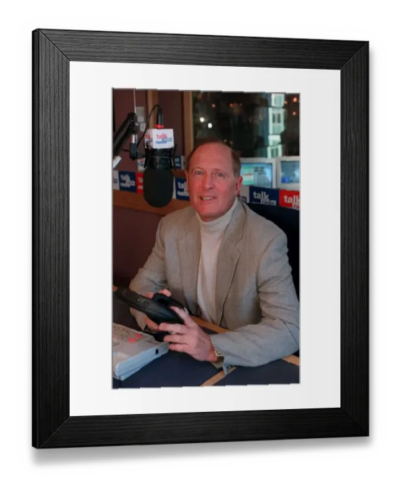 Framed Print : Geoff Boycott January 99 In Talk Radio studio at his new job as chief cricket Framed Print : Geoff Boycott January 99 In Talk Radio studio at his new job as chief cricket