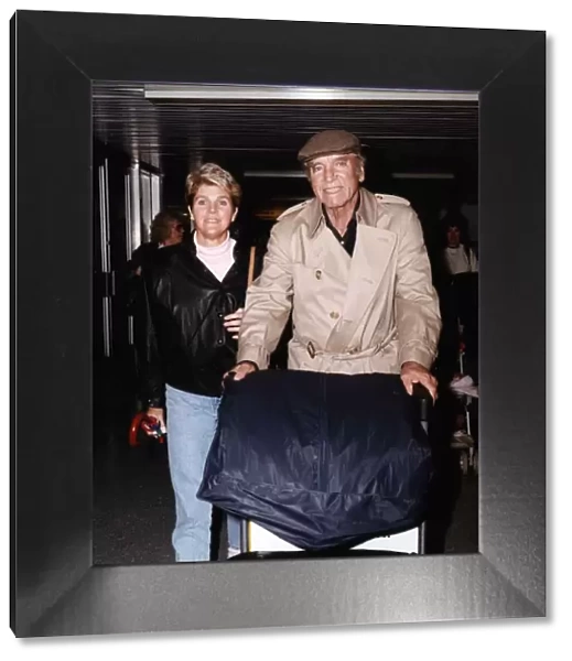 Burt Lancaster actor with his bride to be Susan Scherer at Heathrow December
