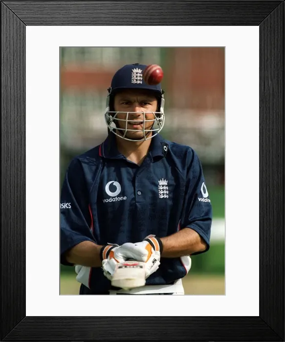 Framed Print : Englands Mark Ramprakash In The Cricket Nets. At Old Trafford, Manchester