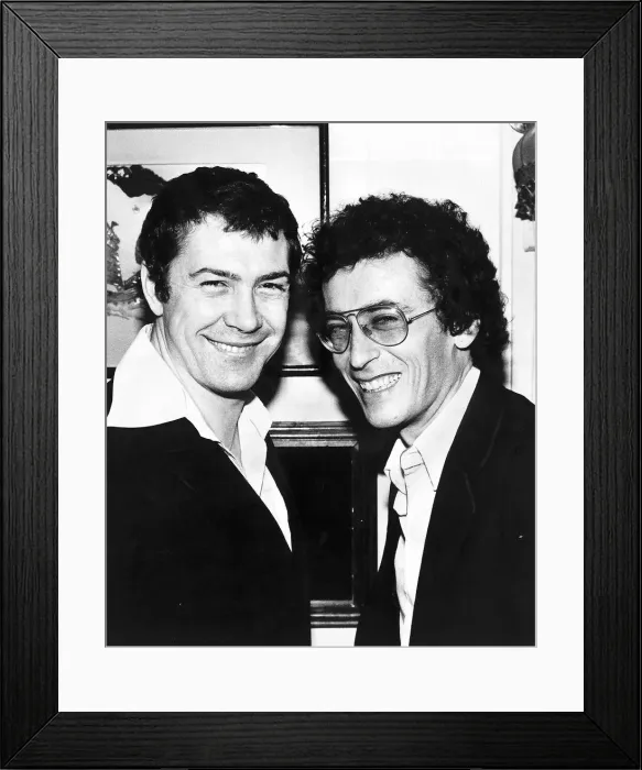 Framed Print : Lewis Collins actor with co-star Robert Powell right at the Gallery Boat Chinese Framed Print : Lewis Collins actor with co-star Robert Powell right at the Gallery Boat Chinese