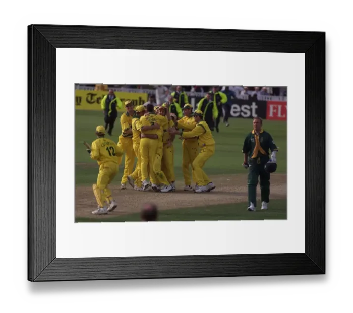 Framed Print : Australia cricket team celebrate Cricket World Cup 1999 as Allan Donald walks off Framed Print : Australia cricket team celebrate Cricket World Cup 1999 as Allan Donald walks off