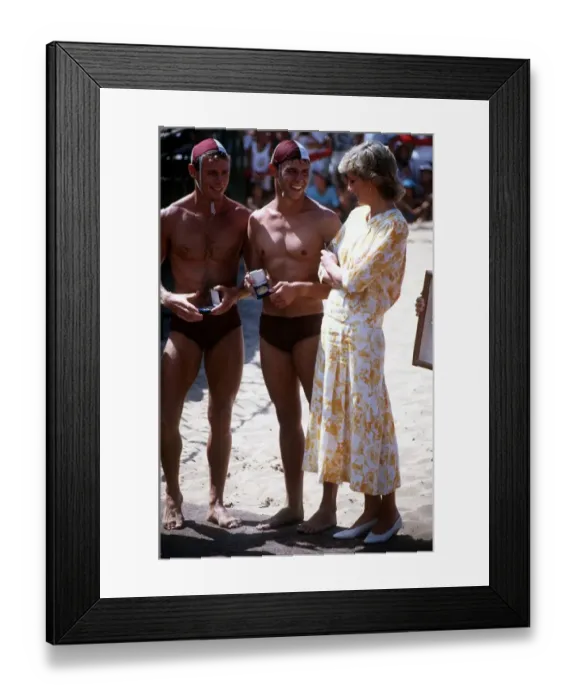 Framed Print : Diana, Princess Of Wales, wearing a Pail Costelloe dress Framed Print : Diana, Princess Of Wales, wearing a Pail Costelloe dress
