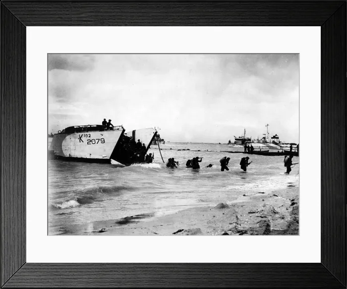 Framed Print : Canadian Troops landing in France on D Day