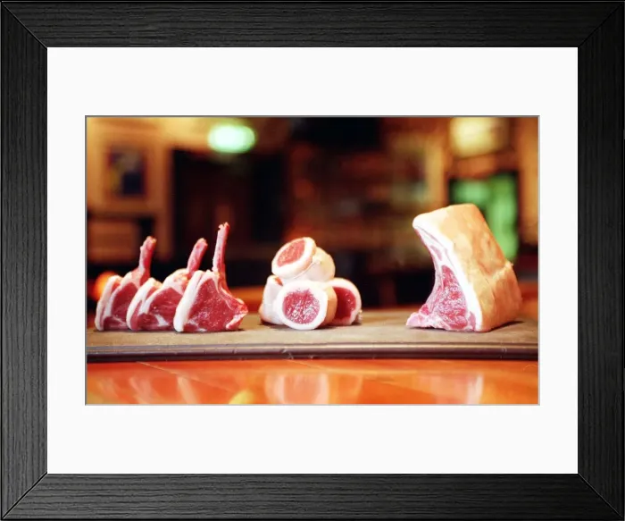 Framed Print : Pieces of lamb September 1998 Mitchells restaurant bar in Glasgow