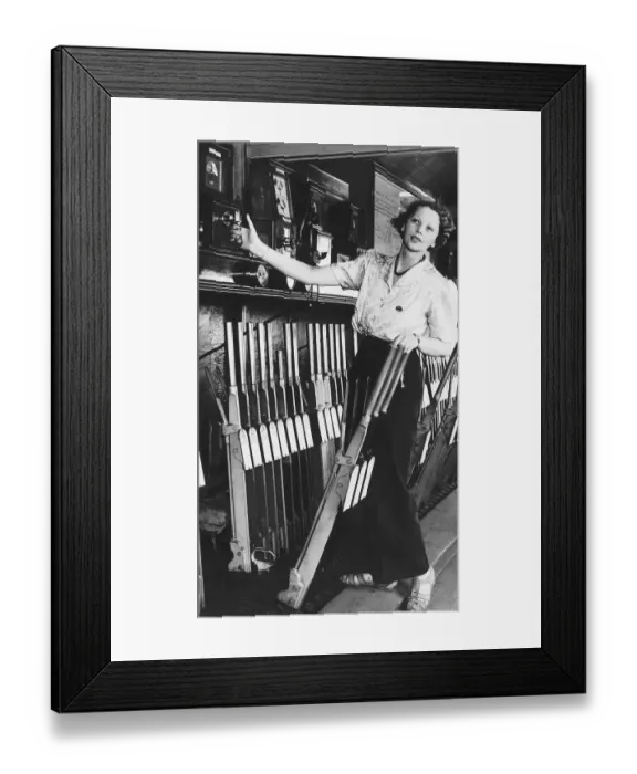 Framed Print : Mrs Mary Milbrand of Doncaster who in normal times made silk lingerie takes up signal Framed Print : Mrs Mary Milbrand of Doncaster who in normal times made silk lingerie takes up signal