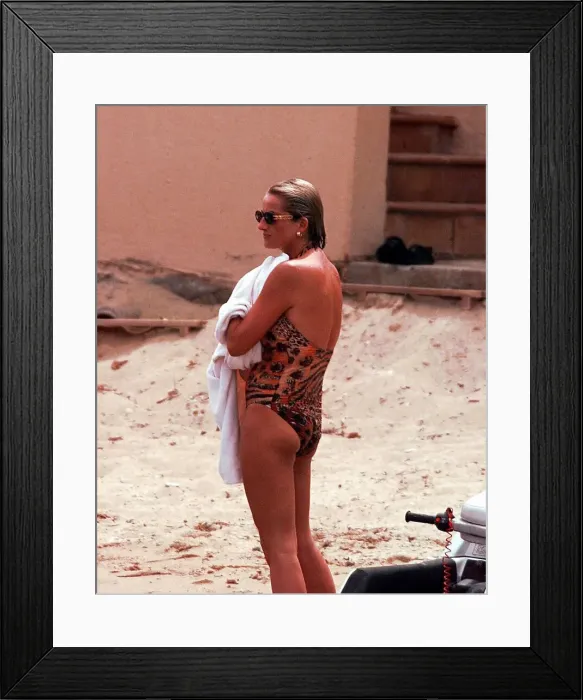 Framed Print : Diana, Princess of Wales on holiday in St Tropez in the South of France as the guest of