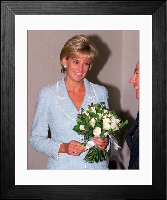 Framed Print : Diana, Princess of Wales is presented with the first rose to be named after her