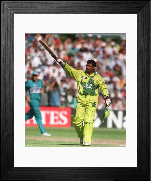 Framed Print : Wajahatullah Wasti cricketer celebrates reaching 50 June 1999 during the Pakistan v Framed Print : Wajahatullah Wasti cricketer celebrates reaching 50 June 1999 during the Pakistan v