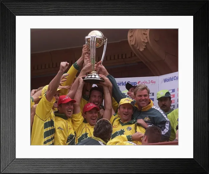 Framed Print : Cricket World Cup 1999 Pakistan v Australia The Winning Australian Cricket Team Framed Print : Cricket World Cup 1999 Pakistan v Australia The Winning Australian Cricket Team