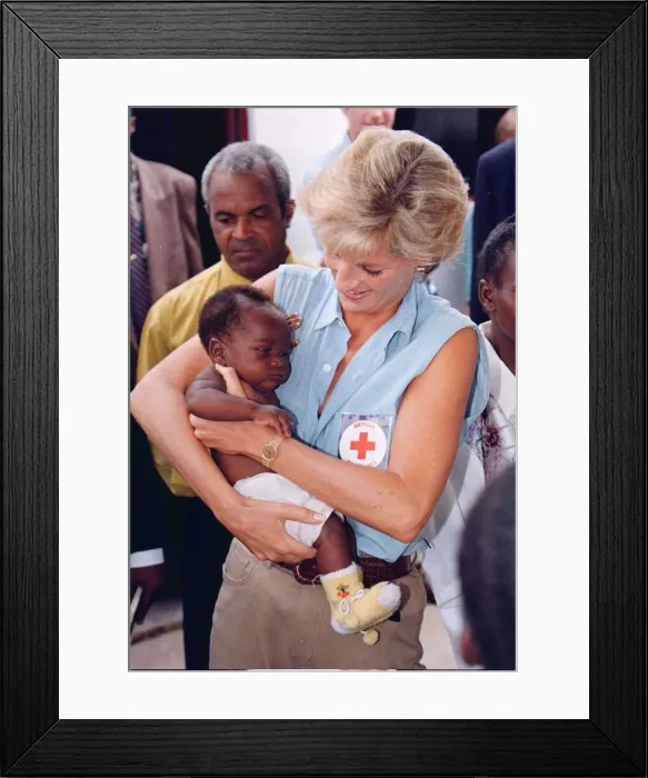 Framed Print : Diana, Princess of Wales four day visit to Angola, the former Portuguese colony torn Framed Print : Diana, Princess of Wales four day visit to Angola, the former Portuguese colony torn