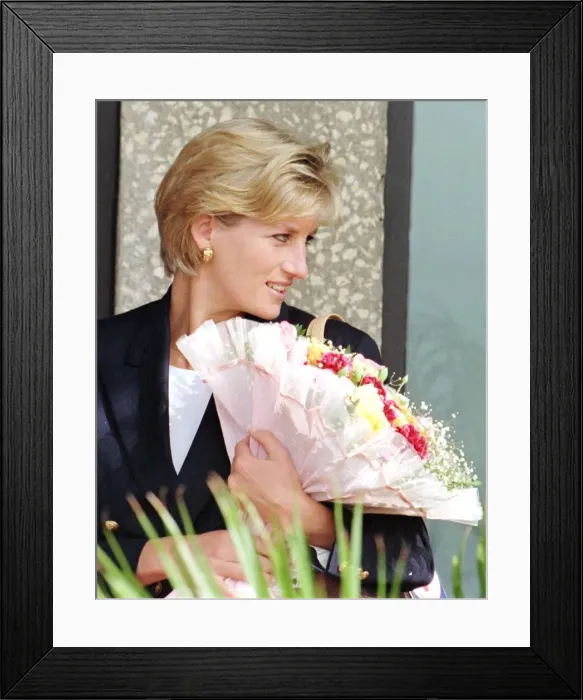 Framed Print : Diana, Princess of Wales upon her arrival at the Luanda Airport