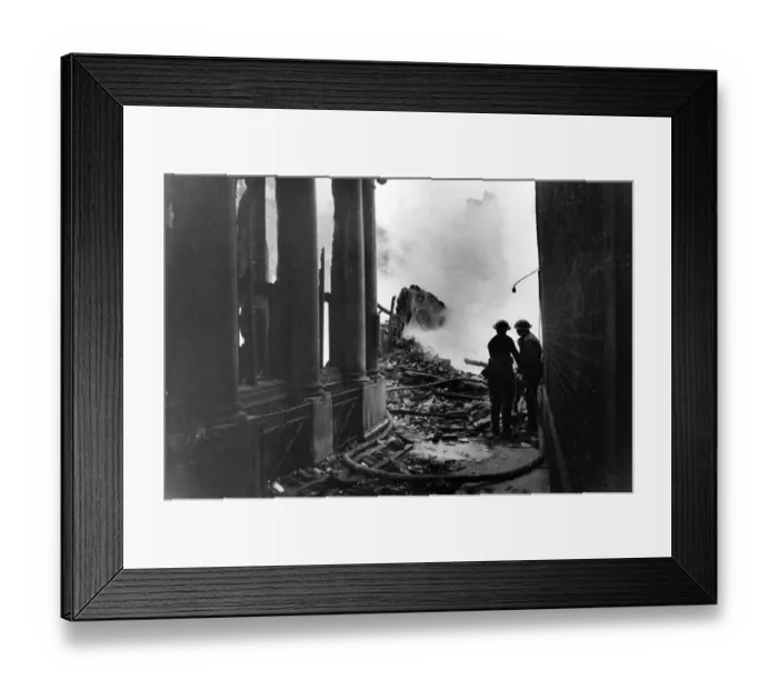 Framed Print : WW2 Air Raid buildings crumble because of Bomb Attack Dbase MSI Framed Print : WW2 Air Raid buildings crumble because of Bomb Attack Dbase MSI