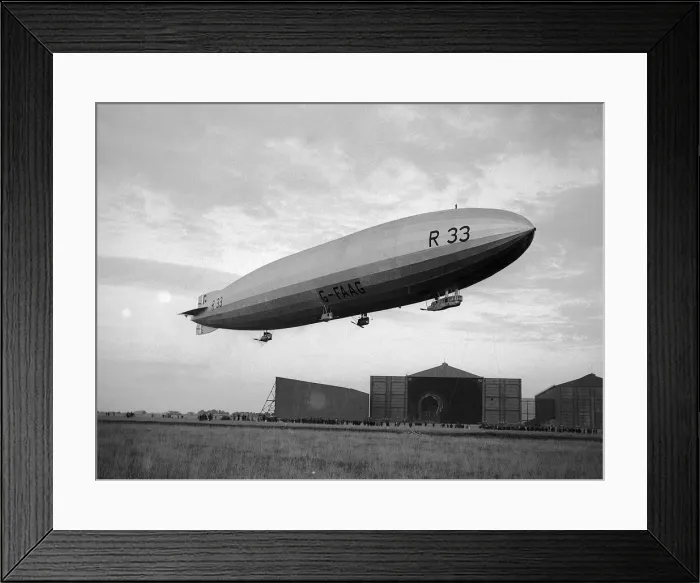 Framed Print : Armstrong Whitworth R33 Airship April 1925 outside the hangars at Pulham in Framed Print : Armstrong Whitworth R33 Airship April 1925 outside the hangars at Pulham in