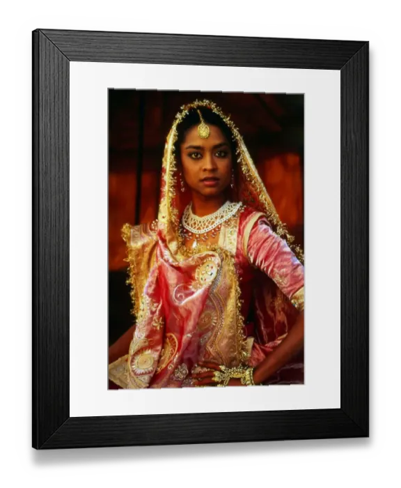 Framed Print : Sneh Gupta in traditional Indian dress December 1983