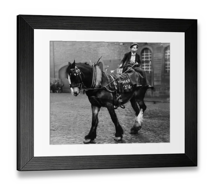 Framed Print : Trace boy at the end of the day homeward bound on horse