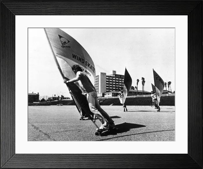 Framed Print : Wind Skating in Santa Monica California in 1977
