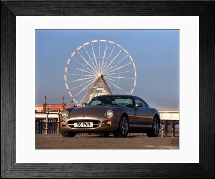 Framed Print : TVR car February 1999 Road Record TVR speed six in Blackpool Big Wheel in background Framed Print : TVR car February 1999 Road Record TVR speed six in Blackpool Big Wheel in background