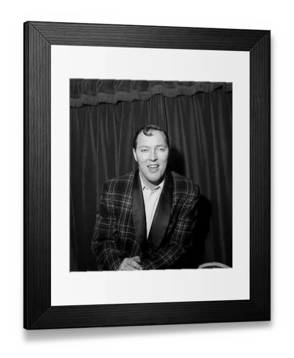 Framed Print : Bill Haley rock and roll singer on his first visit to England 1957 which was Framed Print : Bill Haley rock and roll singer on his first visit to England 1957 which was