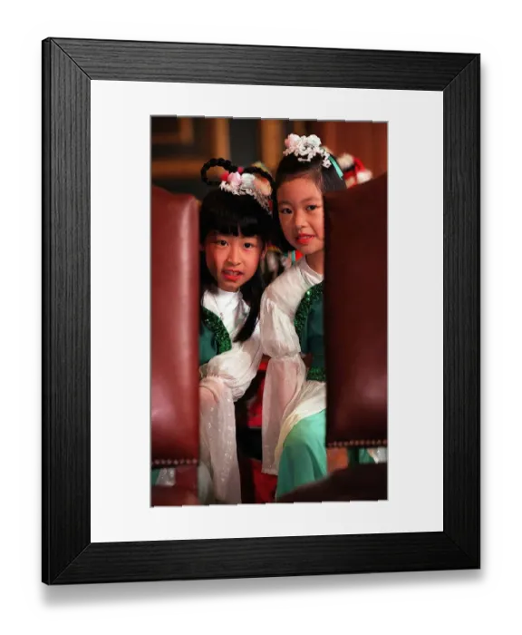 Framed Print : Stephanie Leung and Shirley Tao Chinese girls in traditional costume at preview of Hong Framed Print : Stephanie Leung and Shirley Tao Chinese girls in traditional costume at preview of Hong