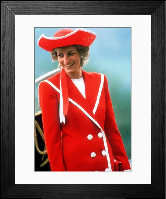Framed Print : Princess Diana attends a parade at the Britannia Royal Naval Military College in Framed Print : Princess Diana attends a parade at the Britannia Royal Naval Military College in