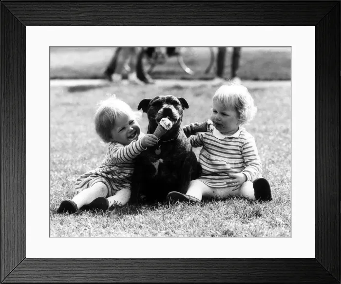 Framed Print : Children with Animals - Spring Time in Hyde Park - Apr 1982 Twins Rosy Framed Print : Children with Animals - Spring Time in Hyde Park - Apr 1982 Twins Rosy