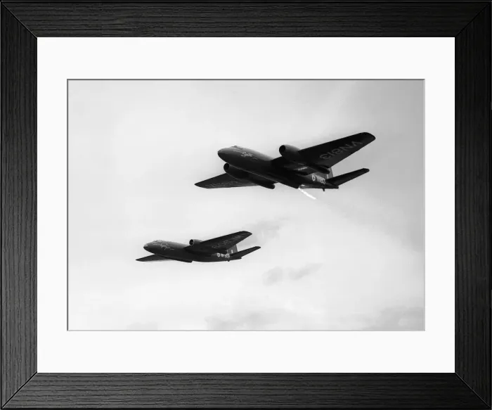 Framed Print : Aircraft English Electric Canberra Sept 1957 engine test beds flying at the SBAC Framed Print : Aircraft English Electric Canberra Sept 1957 engine test beds flying at the SBAC