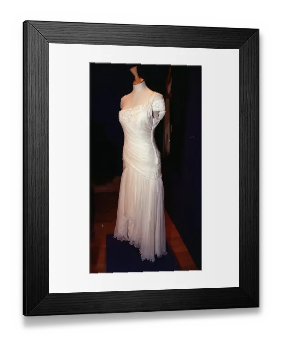 Framed Print : A dress once owned by Princess Diana on show at auction house Christie