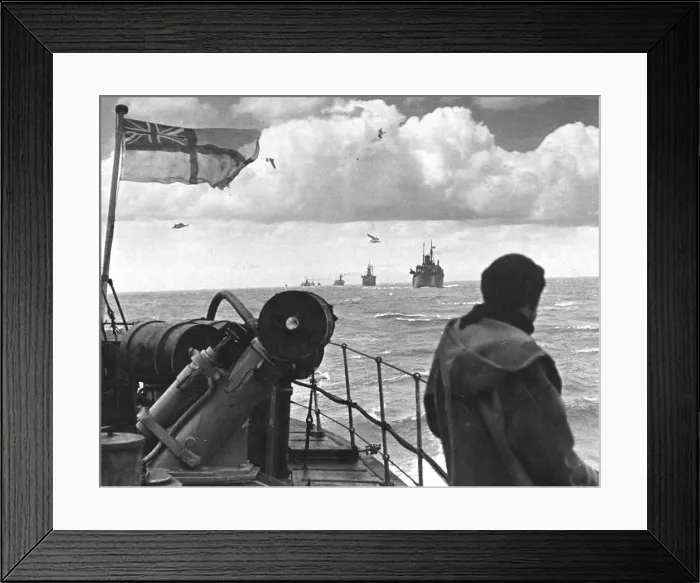Framed Print : A ship convoy on its way sailing through the North Sea. Sailor Second World