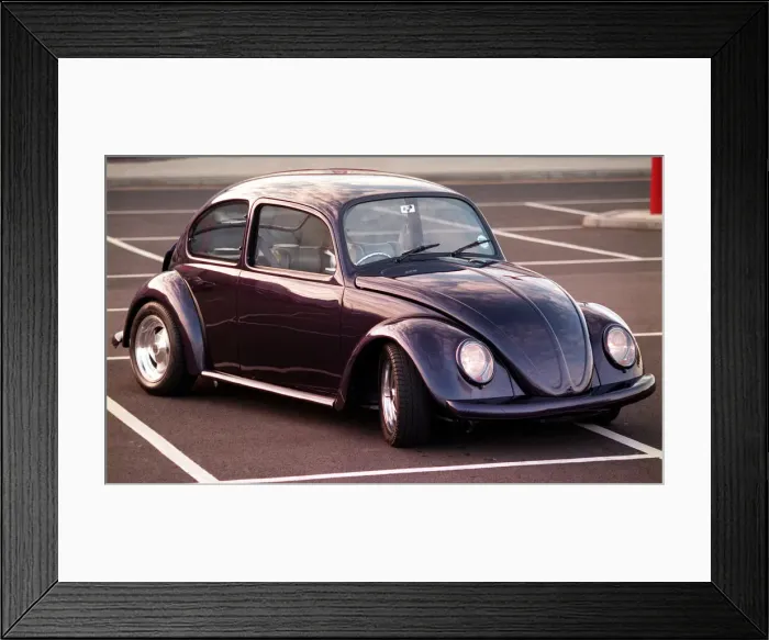 Framed Print : Ref: Graham Anderson with his Purple Beatle for Me & My Motor Framed Print : Ref: Graham Anderson with his Purple Beatle for Me & My Motor