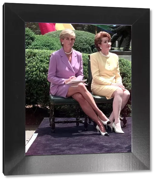 Diana, Princess of Wales with Elizabeth Dole at the Red Cross Headquarters in Washington