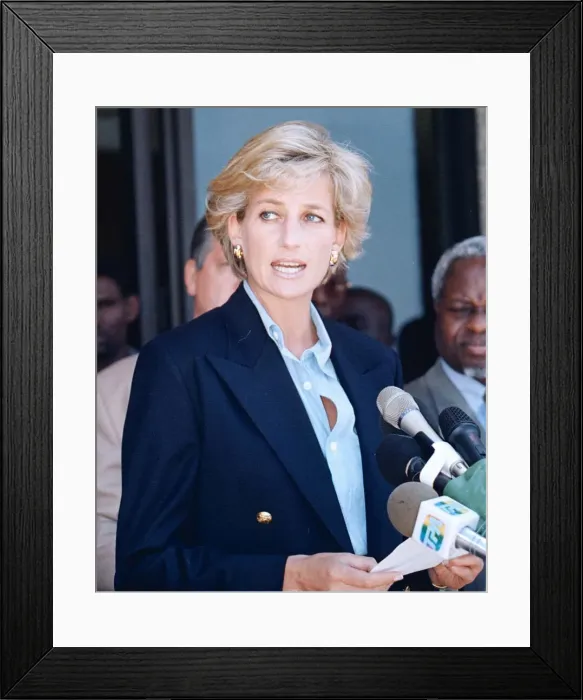 Framed Print : Diana, Princess of Wales four day visit to Angola, the former Portuguese colony torn Framed Print : Diana, Princess of Wales four day visit to Angola, the former Portuguese colony torn