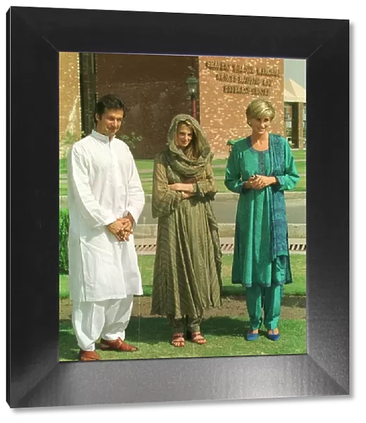 Diana, Princess of Wales, poses with her friends Jemima Khan