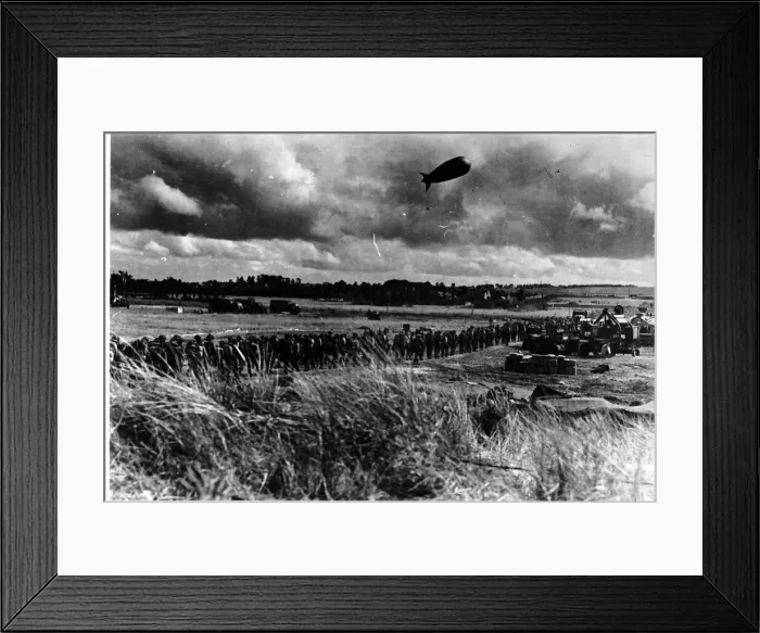 Framed Print : Troops in France march to the front line in 1944 Framed Print : Troops in France march to the front line in 1944