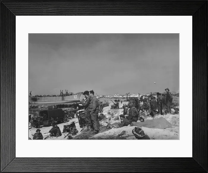 Framed Print : British and Allied troops on the beaches of Normandy France after the D-Day landings