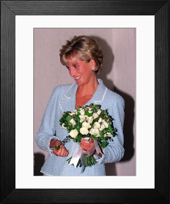 Framed Print : Diana, Princess of Wales is presented with the first rose to be named after her Framed Print : Diana, Princess of Wales is presented with the first rose to be named after her