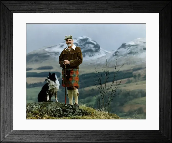 Framed Print : Climber Sandy Cousins with collie dog in the Highlands 1994 Framed Print : Climber Sandy Cousins with collie dog in the Highlands 1994