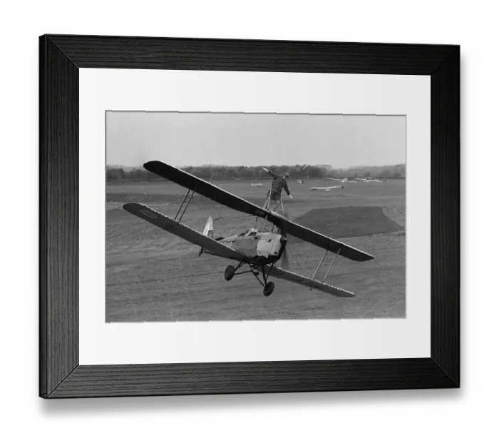 Framed Print : Aircraft DeHavilland Tiger Moth Wing Walker May 1968 BEA air hostess in her job Framed Print : Aircraft DeHavilland Tiger Moth Wing Walker May 1968 BEA air hostess in her job