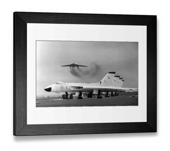 Framed Print : Aircraft Avro Vulcan B2 bomber July 1963 line up at RAF Wittering as a Vulcan