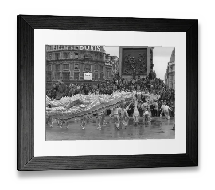 Framed Print : Chinese New Year Celebration Trafalgar Square London February 1977 140ft Chinese