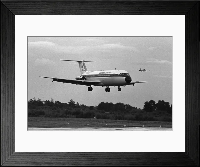 Framed Print : Aircraft BAC 1-11 in the colours of British United Aug 1963 BAC 1-11 in the colours