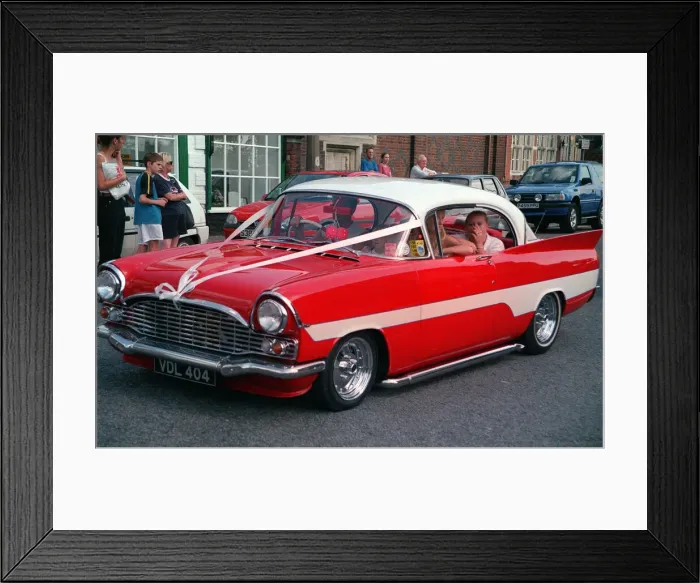 Framed Print : Red Custom Car Vauhall Cresta with White stripe on side Framed Print : Red Custom Car Vauhall Cresta with White stripe on side