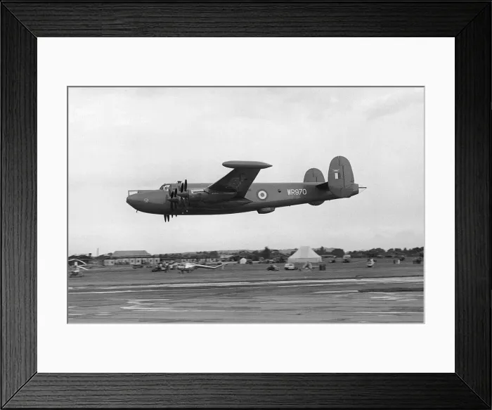 Framed Print : Aircraft AVRO Shackleton Mk3 Sept 1955 flying at low level down the runway Framed Print : Aircraft AVRO Shackleton Mk3 Sept 1955 flying at low level down the runway