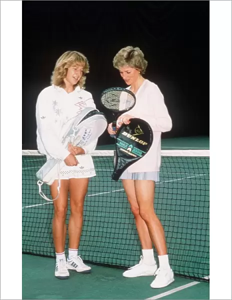 Princess Diana at the Vanderbilt Racquet Club in London prior to a doubles match with