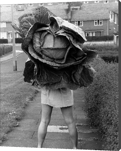 Model Ruth Charlton with a cabbage grown by Charlie Weatherspoon of Prudhoe in